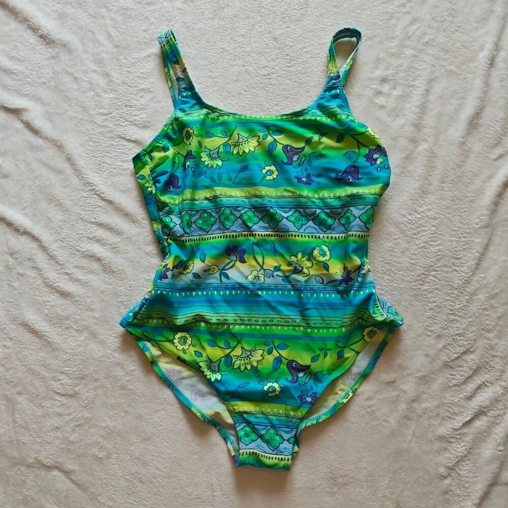 Basic-editions Women's Blue and Green Swimsuit-one-piece